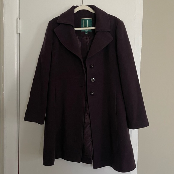 Larry Levine Women’s Sport Purple Wool Long Jacket - Picture 12 of 14